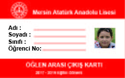 Öğlen Arası Çıkış Kartı Öğlen Arası Çıkış Kartı