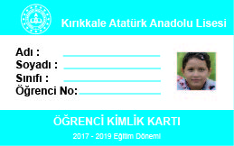 Proximity Öğrenci Kartı Proximity Öğrenci Kartı