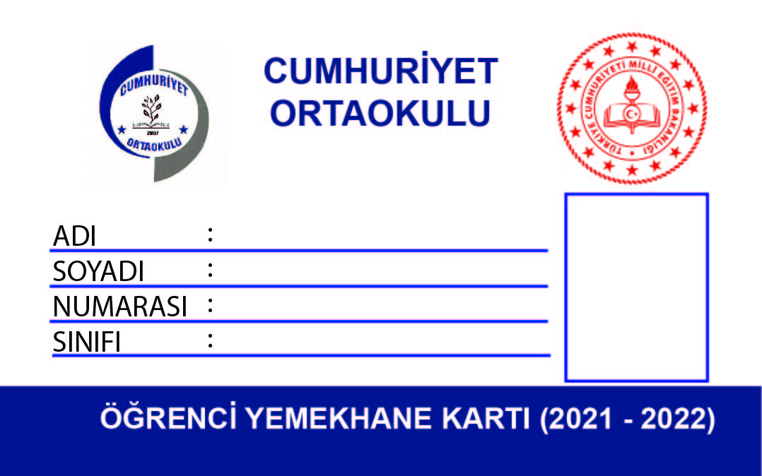 Öğrenci Yemekhane Kartı Öğrenci Yemekhane Kartı